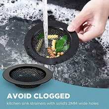 3pcs Kitchen Sink Stopper, Filter Garbage Disposal Stopper, Stainless Steel Universal Anti-Clog Kitchen Sink Strainer Sieve Basket Filter, Wide Brim For Kitchen Sink Drain, Black