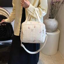 Cute Embroidery Bear Diaper Bag, Stylish Shoulder & Crossbody Bag For Girl Moms, Practical Maternal And Child Backpack - Beige - View 6