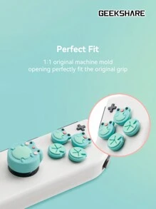 GeekShare 7入組可愛的青蛙和蠑螈設計d-pad、abxy按鈕套,與 Switch/oled 主機兼容 - 粉綠 - 查看 7