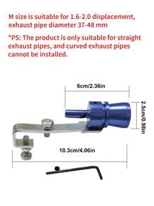 Blue Turbo Whistle Muffler Exhaust Pipe Sound Maker For Car Modification, Medium Size For Engine Displacement From 1.6 To 2.0l