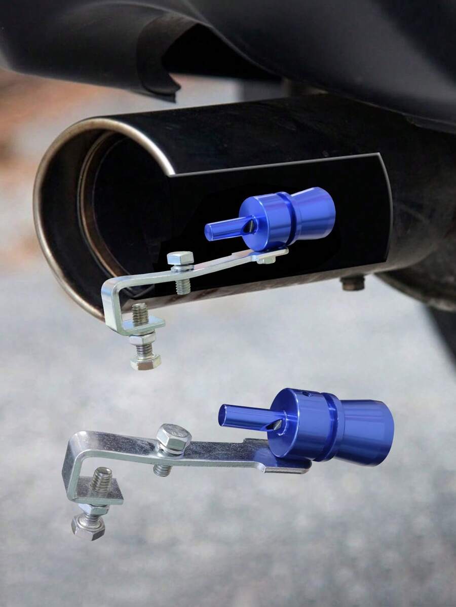Blue Turbo Whistle Muffler Exhaust Pipe Sound Maker For Car Modification, Medium Size For Engine Displacement From 1.6 To 2.0l