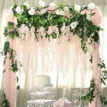 6/12/24 Pcs Wisteria Flower Vines Garland, 3.75 Feet Artificial Flower Strings, Fake Hanging Flowers, Silk Wisteria Garland Flowers, Wisteria Vine For Wedding, Garden, Wall Decoration, Valentine Day, Gift Gifts Birthday Graduation