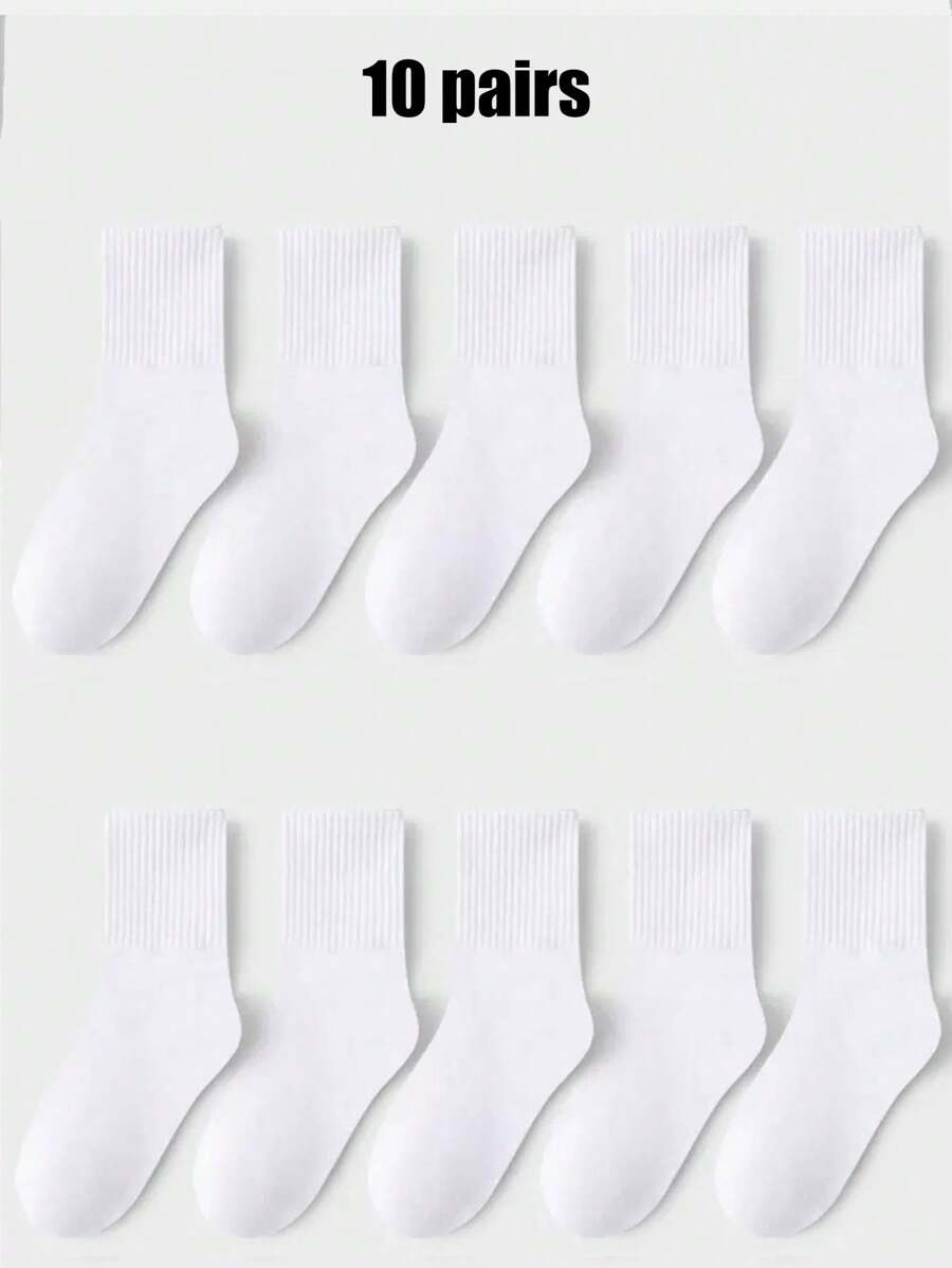 10 Pairs Solid Color Breathable Moisture-Wicking Odor-Resistant Sports Socks, Spring/Summer - Multicolor - View 1
