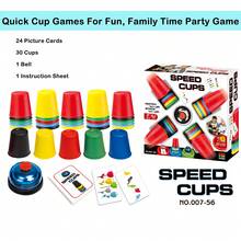 Quick Cups Games For Kids,Classic Stacking Cup Game For Kids Flying Stack Cup Parent-Child Interactive Game With 24 Picture Cards, 30 Cups - Multicolor - View 1