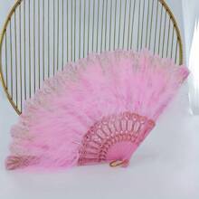 1/3 件风格羽毛扇头带围巾，万圣节礼物，优雅复古折叠女式手扇，适合舞蹈、音乐节、T 台、古典服装配饰