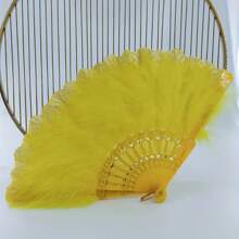 1/3 件风格羽毛扇头带围巾，万圣节礼物，优雅复古折叠女式手扇，适合舞蹈、音乐节、T 台、古典服装配饰