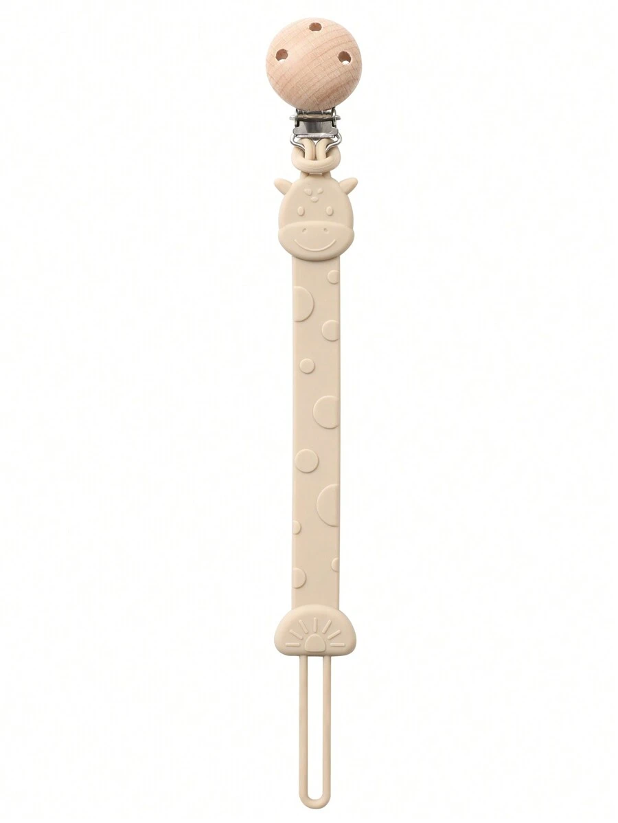 1pc Silicone Pacifier Clip, Giraffe Shaped Pacifier Chain, Baby Teething, Suitable For Children And Infants, Also A Gift For Newborns - Beige Giraffe - View 1