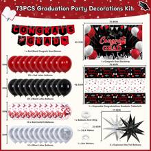 Graduation Decorations 2026 Red Black Class Of 2026 Graduation Party Decorations Congrats Grad Banner Backdrop, Tablecloth, Star Foil Balloon, 2026 Grad Balloons Decor For College - 紅色 - 查看 2