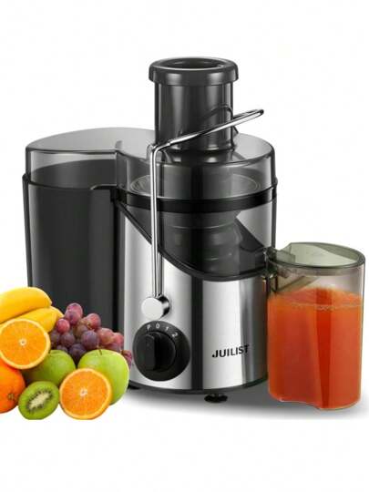 Juicer Machines Juilist, Centrifugal Juicers Whole Fruit And Vegetable With 3 Speed Setting, Big Mouth Large 65MM Feed Chute Juice Extractor Machine, Easy To Clean, Stainless Steel, (Silver)