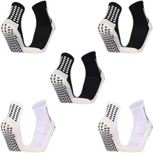 Calcetines de Fútbol 5 pares, Calcetas Antideslizantes, Transpirables y Duradero de Algodón Mid Crew, Calcetín Deportivas para Béisbol, Correr, Basquetbol, Running, Gym - Multicolor - Ver 1