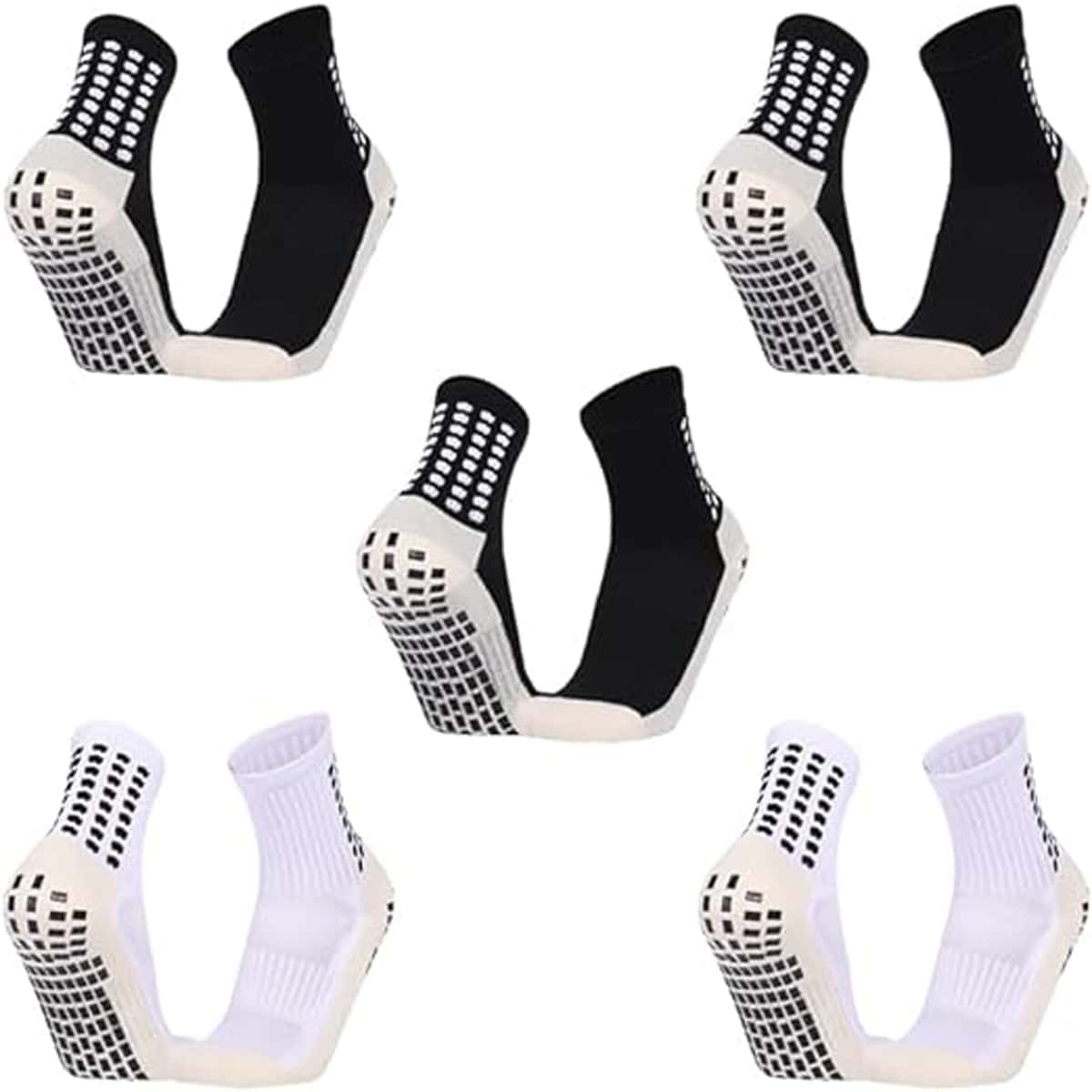 Calcetines de Fútbol 5 pares, Calcetas Antideslizantes, Transpirables y Duradero de Algodón Mid Crew, Calcetín Deportivas para Béisbol, Correr, Basquetbol, Running, Gym - Multicolor - Ver 1