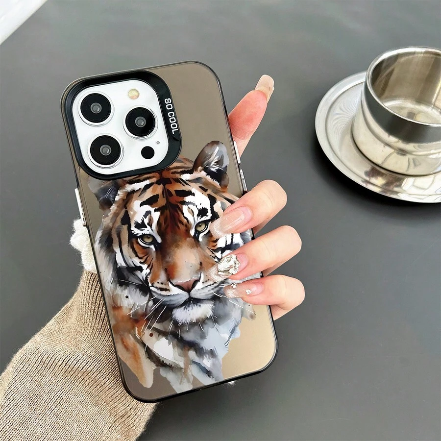 1 Miếng Thiết kế Hổ Mờ Chống trượt Chống giọt bắn Ốp lưng & bao da điện thoại Tương thích với iPhone - đen[0] - Xem 1