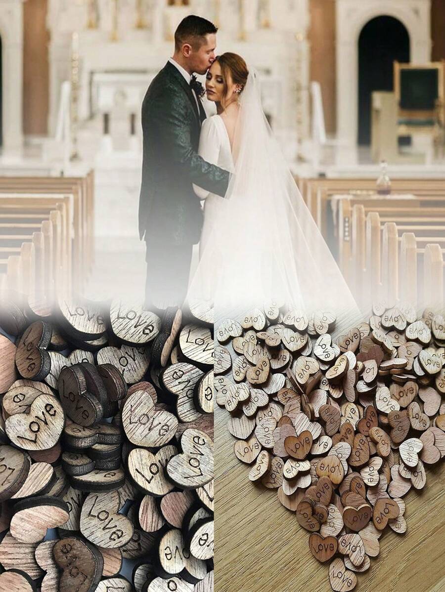 1 túi Bằng gỗ Hình trái tim Love & Chữ cái Trang trí Với Hạt gỗ Mẫu Cho đám cưới Đồ thủ công DIY , Lễ đính hôn Bàn Trung tâm Đồ trang trí - màu nâu - Xem 1