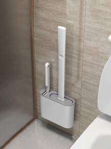 家用雙用途多功能浴室馬桶刷套裝,帶牆壁掛架,適合圓形和方形馬桶使用