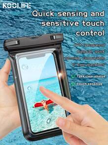 Custodia impermeabile per telefono con schermo touch sensitivo, tracolla e design ad airbag, adatta per vari telefoni, ideale per nuoto, deriva, surf, nero per vacanze estive, immersioni, nuoto, custodia per telefono da spiaggia