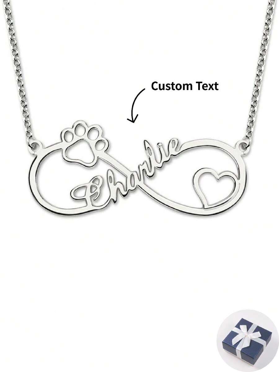 Dây chuyền tên thú cưng hình trái tim vô cực tùy chỉnh, hoàn hảo cho các cặp đôi, Ngày của Mẹ, Ngày của Cha, bạn bè và quà tặng sinh nhật, cũng tuyệt vời cho ngày lễ tình nhân tự làm - Hoa hồng vàng - Xem 1