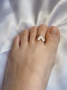 1pc Minimalist Heart & Shell Opening Midi Toe Ring - White - View 3