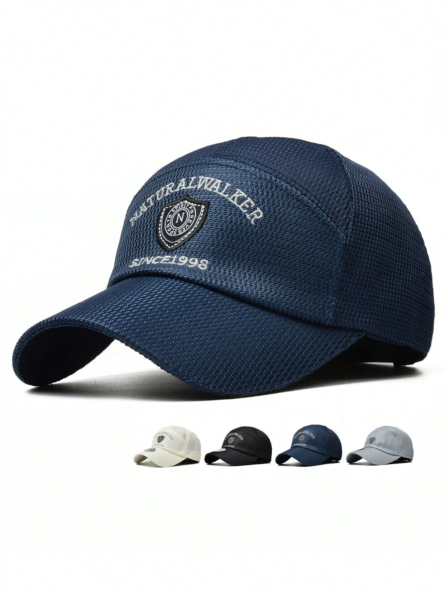 1pc Men's Summer Breathable Quick Dry Mesh Baseball Cap With Letter Embroidery, Outdoor Sun Protection Baseball Cap Street - Multicolor - View 1