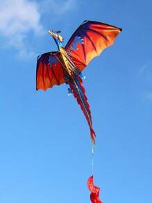 易飛行動態3d龍風箏–家庭使用的理想選擇,尺寸：55" X 62",包括100米纜線,穩定的尾巴,非常適合復活節戶外活動（部分零件隨機發送） - 彩色 - 查看 9