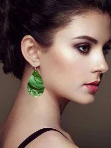1 Paar Boho-stil Grüne Hängende Holzohrringe Für Frauen
