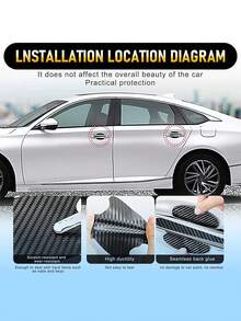 4pcs Đen PVC Sợi carbon Mẫu Cửa xe Xử lý Hình dán , Ô tô/xe hơi Xử lý Phim bảo vệ , Sợi carbon Cổ tay Hình dán - màu đen - Xem 2