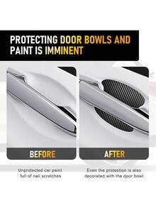 4pcs Đen PVC Sợi carbon Mẫu Cửa xe Xử lý Hình dán , Ô tô/xe hơi Xử lý Phim bảo vệ , Sợi carbon Cổ tay Hình dán - màu đen - Xem 4