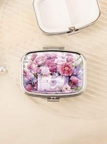 便攜式 2 隔間藥丸收納盒和珠寶收納盒,帶內置鏡子。隨時隨地保持井井有條,提升您的美麗。裝飾藥物和維生素管理器。完美的禮物創意 - 銀色 - 查看 17