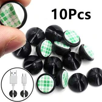 10 Pcs Car Dashboard Data Cable Clips Self-Adhesive USB Line Hub Wire Holder Fixing Clamp Office Desk Wire Organizer Accessories
