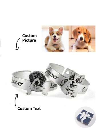 Custom Pet Image Ring For Couples, Mom, Dad, Family, Friends As Birthday, Mother's Day, Father's Day Gift