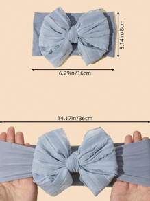 3pcs/Set Children Hair Accessories, Big Bowknot Nylon Headband And Chiffon Hair Ties For Girls - Multicolor - View 5
