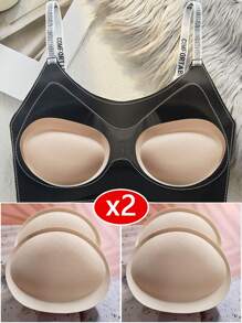 2 Pares De Almohadillas De Sujetador Push Up Para Traje De Baño, Sujetador Deportivo, Relleno De Sujetador, Moldeador Realzador, Aumento De Pecho Pequeño, Color Albaricoque