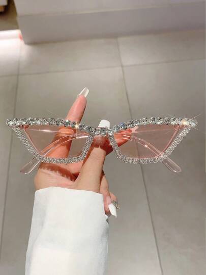 1pc Women's New Cat Eye Fashion Glasses, Rhinestone Decoration, High-End Luxury Decor Glasses Royal Shades Beach Accessories Beach Accessories For Women Glasses Shades Basics Fall Winter Women Outfits Clothes Business Casual Gifts For Summer Beach Vacation,Outdoor,Travel