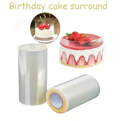 1 viền bánh sinh nhật, nhựa cứng dày và tăng chiều cao, viền bánh Mousse dài 5m, bao bì nướng bằng nhựa Pet trong suốt