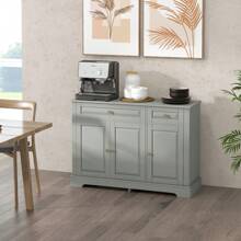 HOMCOM Sideboard Buffet Cabinet, Kitchen Cabinet With 2 Drawers, Gray - Grey - View 7