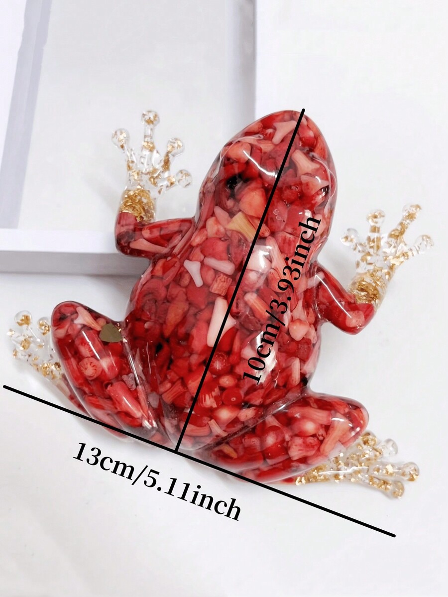1pc Resin Cast Frog Crystal Ornament, Healing Crystal Home Decor
