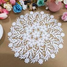 European Style Lace Round Coasters Bowl Mats Heat-Resistant Placemats Cloth Table Mats For Plate, Lamp, Flower Vase