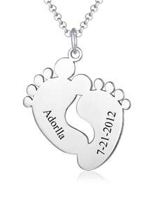 Customized Footprint Name Necklace For Newborn As Mother's Day, Father's Day, Birthday Gift For Family, Friends, Diy
