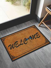 1入復古風格有趣信封印刷門墊,極簡主義聚酯纖維矩形入口地墊,適用於客廳家居裝飾 - 棕色 - 查看 4