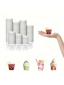 50/100 塑料心形食品容器、甜点、冰淇淋品尝容器、婚礼、派对甜点容器、万圣节或圣诞派对用， - 30ML - 查看 2