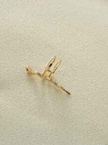 1入組女式時尚蛇形設計精緻獨特高端非穿孔耳夾 - 金黃色 - 查看 7