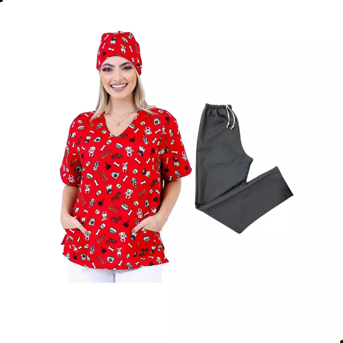 Scrub Tops - Grey - View 1