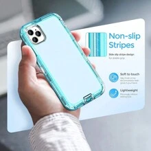 Funda de teléfono resistente de 3 en 1 de Apple, [protección contra caídas de grado 10 pies], funda de teléfono transparente resistente a golpes y caídas hecha de material mixto TPU+PC