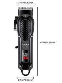 HINEA 男士电动理发器，USB充电式理发器/剪发器，专业无线理发器 - 黑色 - 查看 8