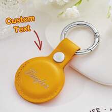 1pc Custom Leather Airtag Holder With Your Photo Name Initials Keychain Compatible With Apple Airtag With Leather Protection Secure Air Tag Holder Keychain With Metal Ring Lock Durable Airtag Case Cover Key Ring Accessories - Yellow/Black/Red/Brown Gifts For Boyfriend Girlfriend Funny,Kawaii,Y2K,Stylish,Unisex,Casual,Custom,Personalized,Unique,Customized,Ideal Gifts For Him,Ideal Gifts For Her,Her,Boyfriend,Girlfriend,Family,Friends,Children,For Anniversaries,For Valentine's Day,For Mother's Day,For Birthdays,For Children's Day,For Father's Day,For Graduation,For Weddings,For Housewarming