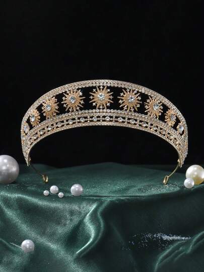 الباروك حجر الراين التاج الملكي هيرباند الزفاف سبائك الزنك التيجان مسابقة التيجان العروس فستان الزفاف الملحقاترمضان