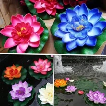 6/12/25/50 Pcs Artificial Floating Foam Lotus Flowers Simulation Water Lily Pond Plant Fake Ornament For Wedding Pond Garden Fake Plants Decor, Valentine Day, Gift