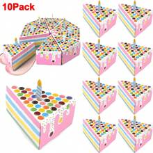 10 Piezas Cajas De Regalo Creativas Con Forma De Triángulo De Pastel Para Fiestas De Cumpleaños Que Incluyen Cajas De Regalo Para Chocolates Y Dulces, Ideales Para Regalos Y Recuerdos De Fiestas De Bodas Y Cumpleaños - Lunares de colores - Ver 1