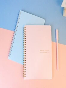 英語計劃簿一套,每日計劃記錄簿,自律打卡進度安排書活頁螺旋本學習文具 - 粉色 - 查看 3
