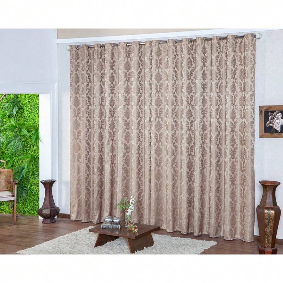 Jacquard Curtain 2.80x1.80 Semi Blackout 50% For Luxury Bedroom And Living Room - 卡其色 - 查看 1
