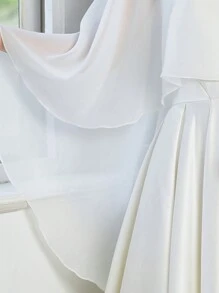 1 件白色黑色优雅扎染婚礼披肩，透气涤纶，时尚婚纱的独特晚间配饰 - 彩色 - 查看 3